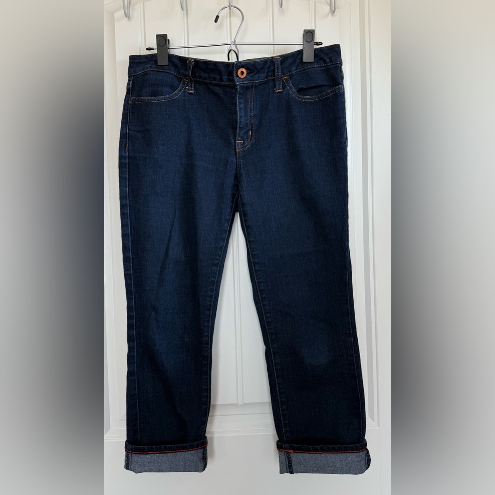 Tommy Hilfiger Crop Jeans with Red Stitching, Stretch, Size 6